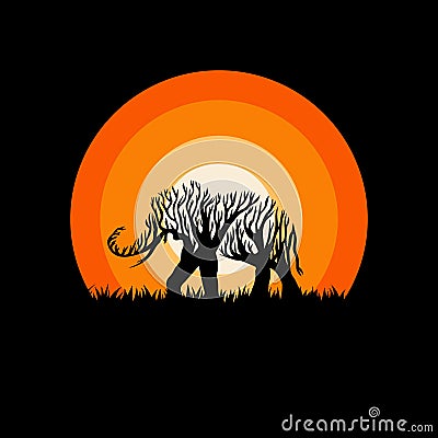Retro Sunset nature t-shirt design Vector Illustration