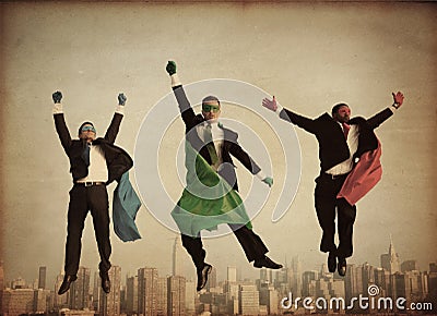 Retro Superhero Businessmen Stock Photo