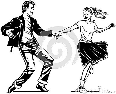 Retro Swing Dancing Vector Illustration