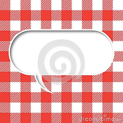 Retro tablecloth texture speech bubble Vector Illustration