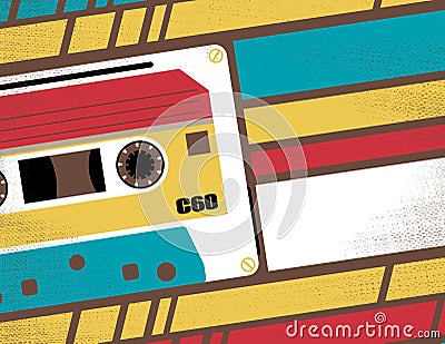 Retro Tape Cassette Club Flyer Vector Illustration