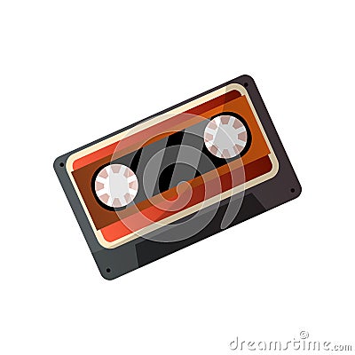 Retro tape music cassette, from plastic material, for old music Vector Illustration