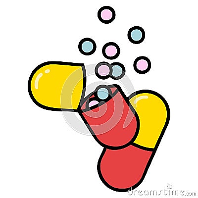 burst open medical capsule pill illustration Vector Illustration