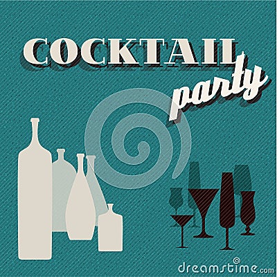 Retro teal Coctail party invitation card Stock Photo