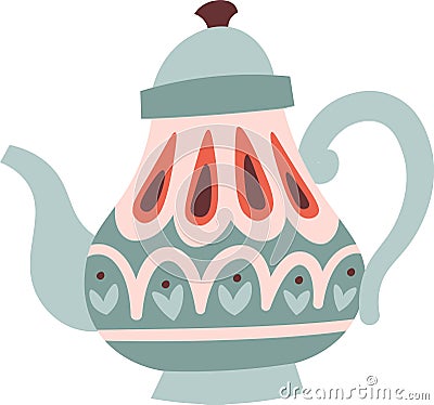 Retro Teapot Utensil Vector Illustration