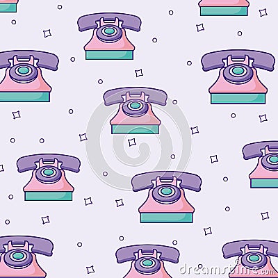 Retro telephones background Vector Illustration