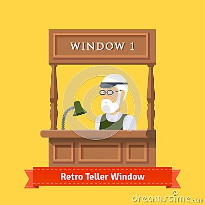 Retro teller pawn shop window Vector Illustration