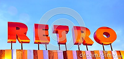 Retro text on blue sky Stock Photo