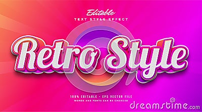 Retro Text Style in Colorful Gradient and Embossed Effect. Editable Text Style Effect Vector Illustration