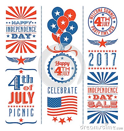 Retro 4th of July design elements Vector Illustration