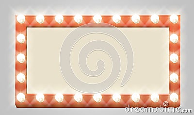 Retro Theatre Bulb Border Sign Vector Illustration