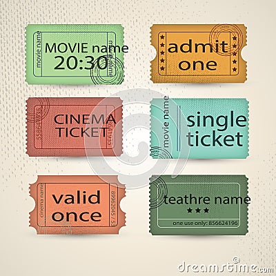 Retro tickets collection Vector Illustration