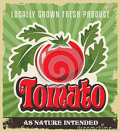 Retro tomato vintage advertising poster - Metal sign and label design Vector Illustration