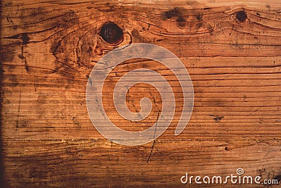Retro toned rustic oak wood plank Stock Photo