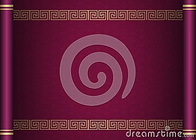 Retro traditional Chinese style purple scroll paper template spiral cross frame border Vector Illustration