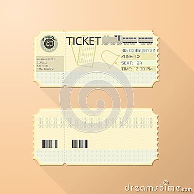 Retro Train Ticket Card Classic design Vector Illustration