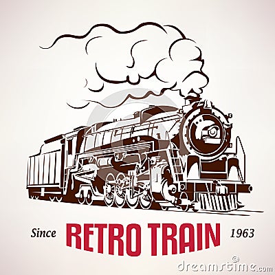 Retro train, vintage vector symbol Vector Illustration