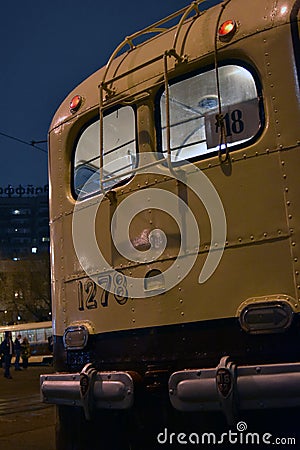 Retro tramway shown in Moscow city center Editorial Stock Photo