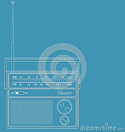 Retro transistor radio Vector Illustration