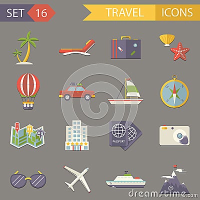 Retro Travel Rest Symbols Tourist Accessories Vector Illustration