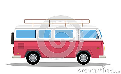 Retro travel van icon. Vector Illustration