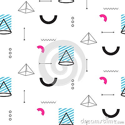 Retro triangles in 90s style seamless vector pattern. Vector Illustration
