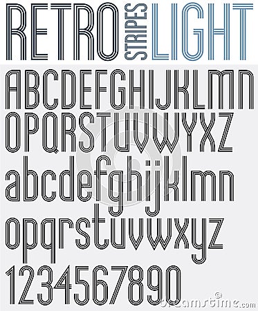 Retro triple line rounded bold font. Vector Illustration