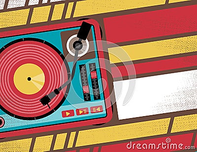 Retro Turntable Club Flyer. Vector Illustration