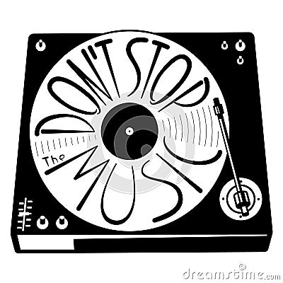 Retro turntable and Don't stop the music Vector Illustration