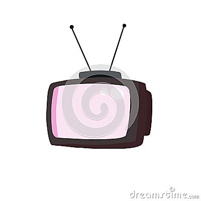 Retro TV with antenna. Television screen Vector Illustration