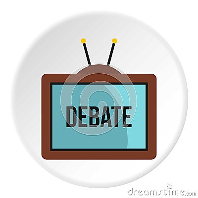 Retro TV with Debate word on the screen icon Vector Illustration