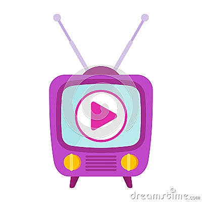 Retro tv and ragio. Advertising television, shows and movies. Vector Illustration