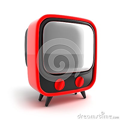 Retro TV, red Stock Photo