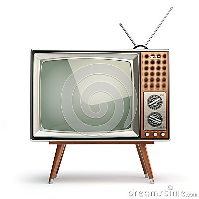 Retro TV set on white background. Communication, media Cartoon Illustration