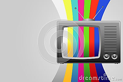 Retro TV with test image background Vector Illustration