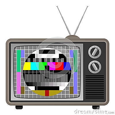 Retro TV with Test Screen Vector Illustration