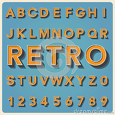 Retro type font, vintage typography . Vector Illustration