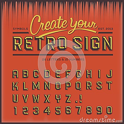 Retro type font, vintage typography Vector Illustration