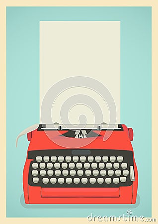 Retro typewriter background Cartoon Illustration