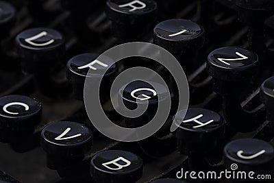 Retro typing machine in the detail - vintage typewriter machine Stock Photo