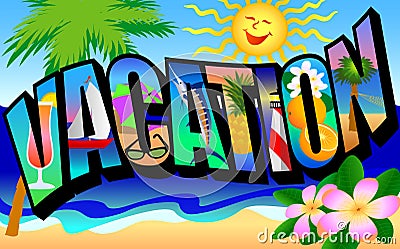 Retro Vacation Postcard Stock Photo