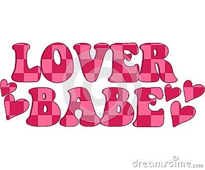 Retro Valentines Day. Lover Babe Vector Illustration