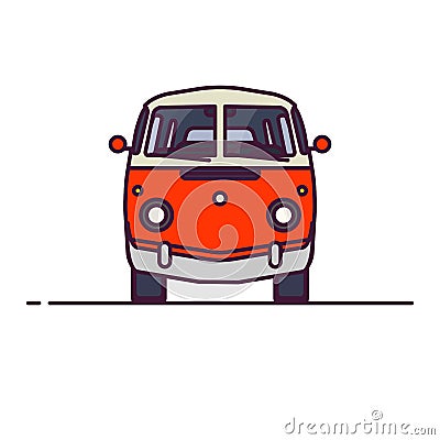 Retro van front view Vector Illustration