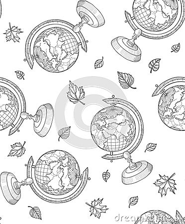 Retro vector doodle of a world globe stand. Vector Illustration