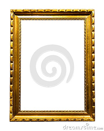 retro vertical golden wood picture frame isolated Stock Photo