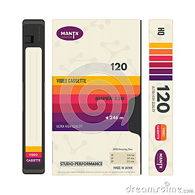 Retro video cassette cover Vector Illustration