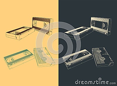 Retro video cassettes Vector Illustration