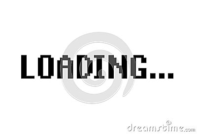 Retro video game pixel LOADING screen. Game loading old vintage game play concept digital 8bit. Vector Illustration