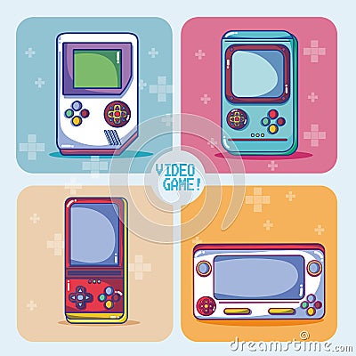 Retro videogame consoles Vector Illustration