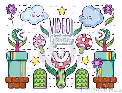 Retro videogames cartoons Vector Illustration